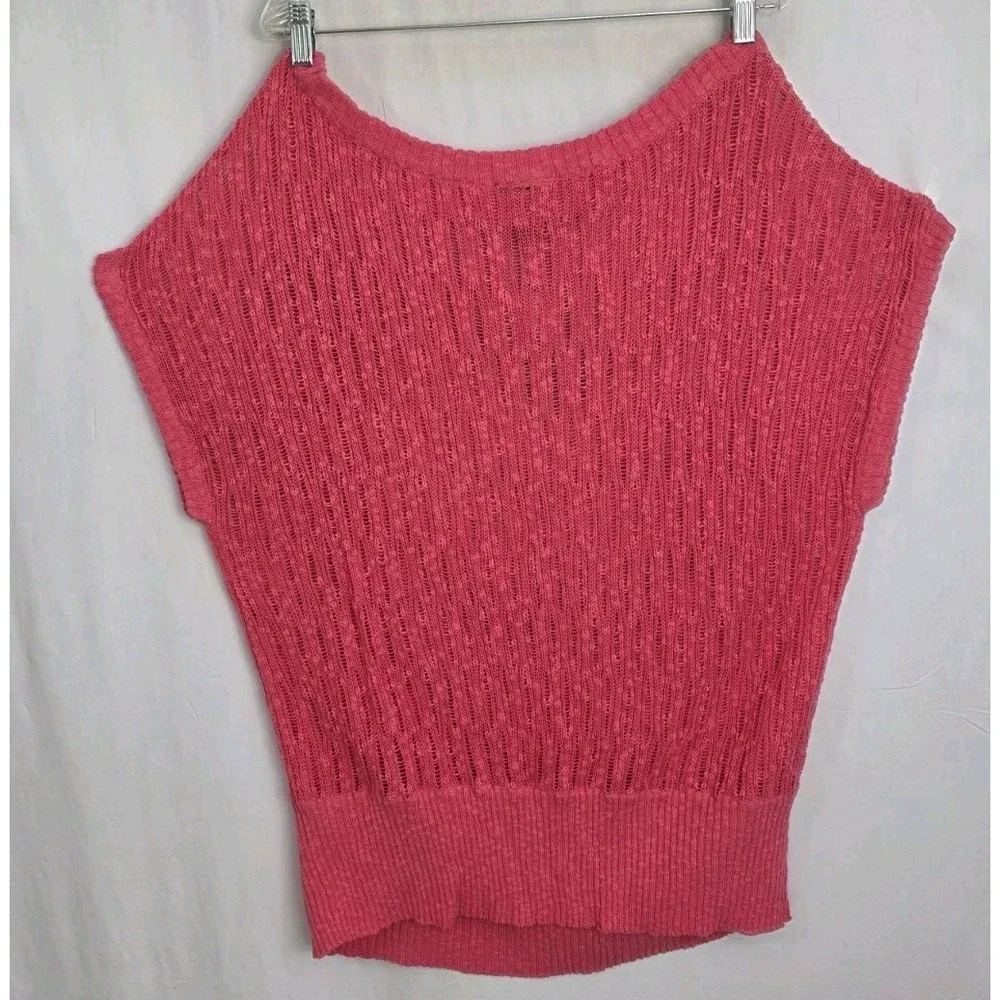 NEW Lane Bryant 22/24 Coral/Pink Tunic Vest Sweater  Cotton Blend Knit Plus Size